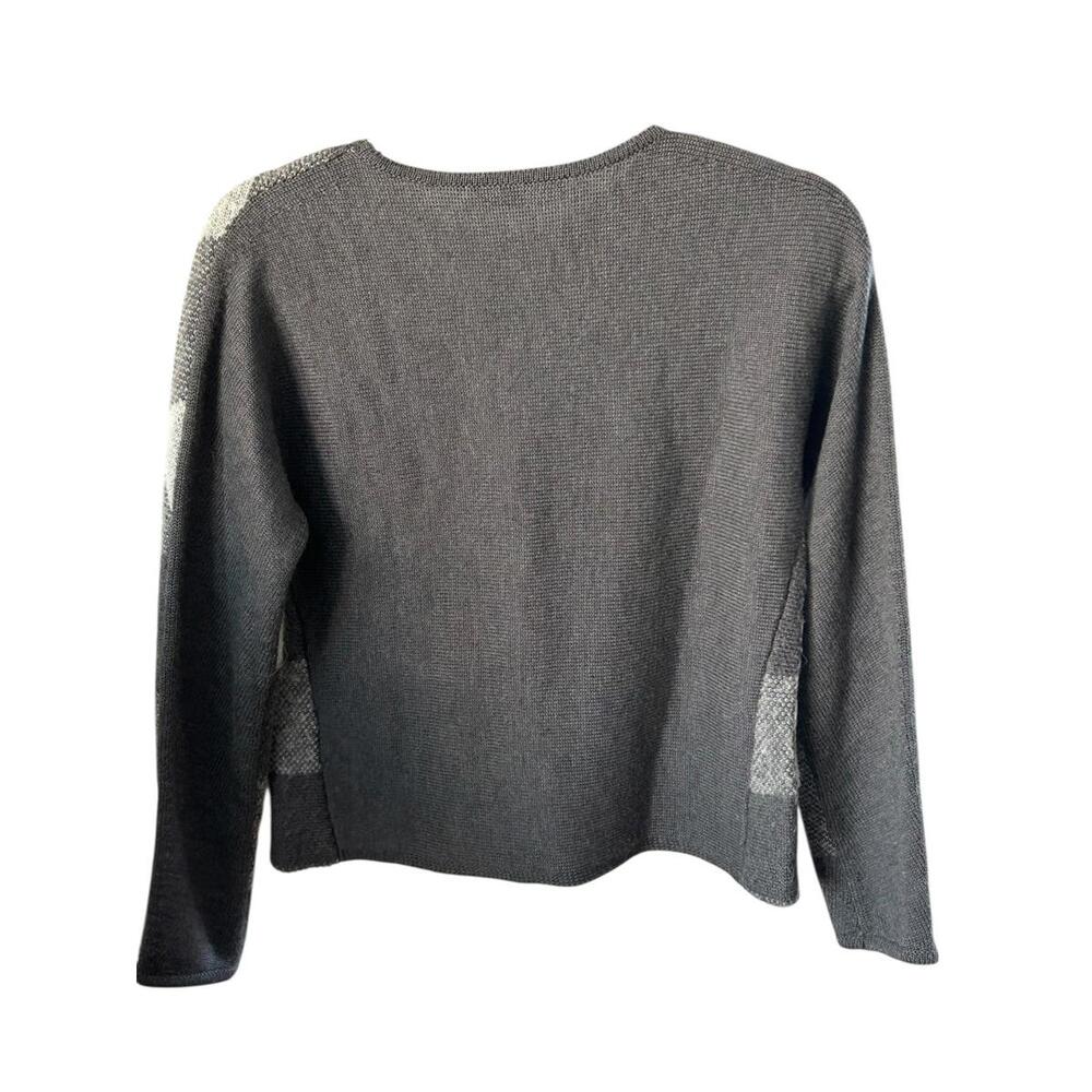 Max Mara Weekend Wool Alpaca Blend Check Sweater Gray Size Small Quiet Luxury - Picture 5 of 11